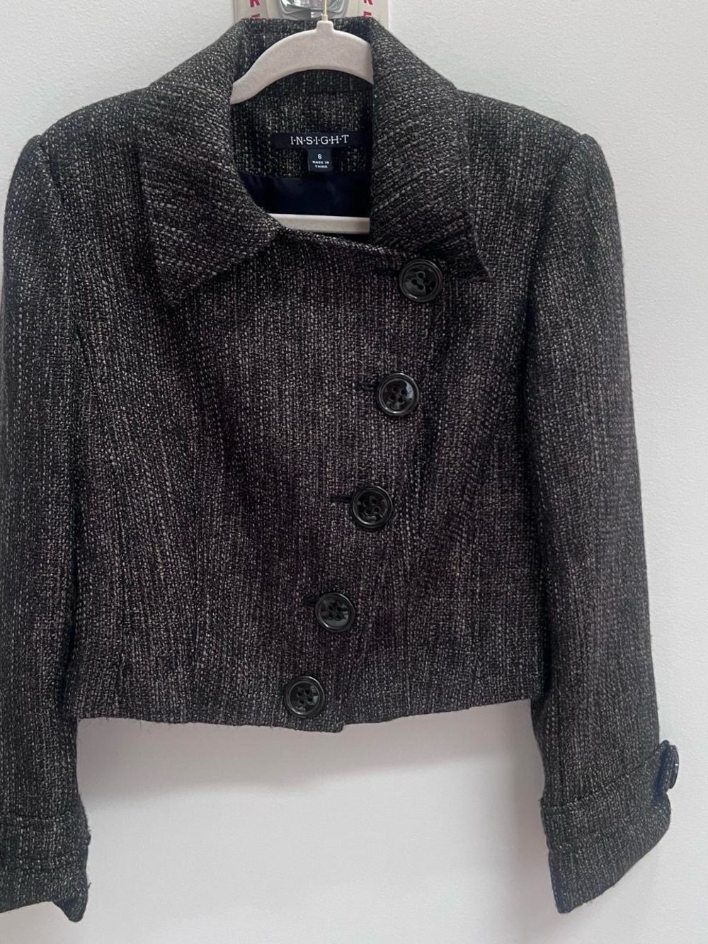 Vintage-Inspired Cropped Tweed Blazer Jacket